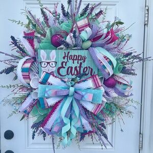 Pastel Easter Wreath, with designer ribbon!